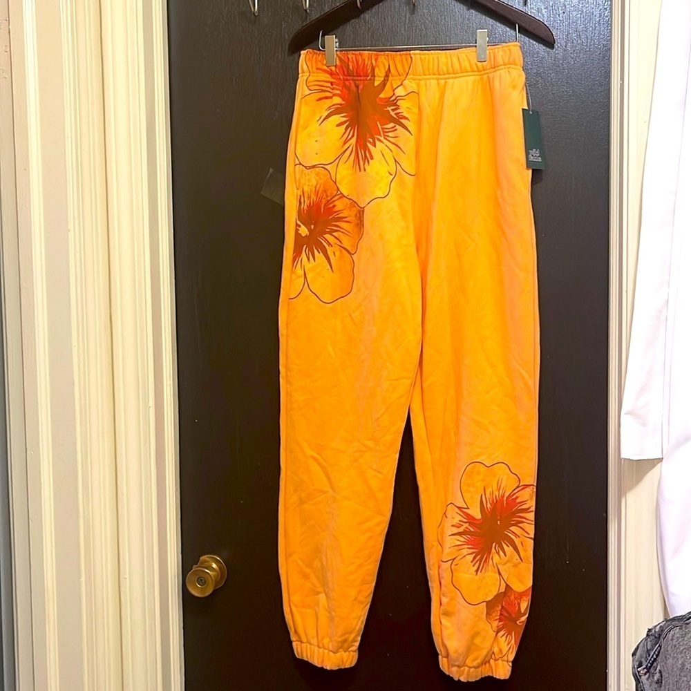 Women Wild Fable Orange Peach Jogger Sweat Pants Drawstring Lounge Pants